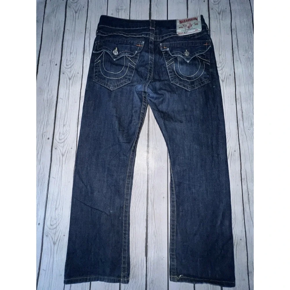 True Religion Jeans Men's Size 32x27 Straight Leg Blue Denim Flap Pockets